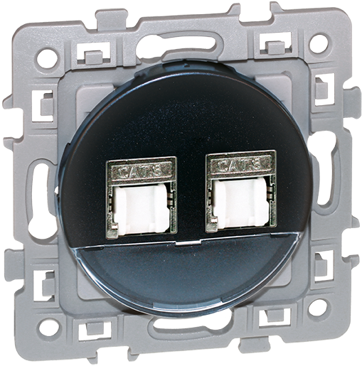 Photo SQUARE double RJ 45 CAT6 grade3 MULTIMEDIA STP ANTHRA | Ref : 60373