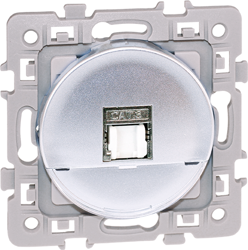 Photo SQUARE RJ 45 CAT6 grade TEL+INF UTP SILVER | Ref : 60471