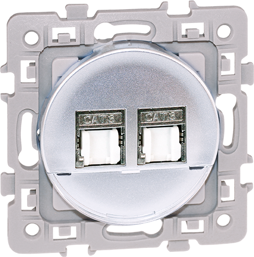 Photo SQUARE double RJ 45 CAT6 grade3 multimedia STP SILVER | Ref : 60473