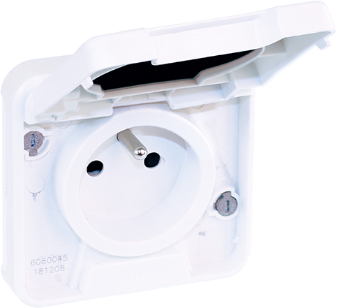 Photo OXXO PC 2P+T compos BLANC IP55  | Ref : 60853