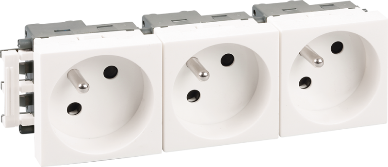 Photo OPTIMA Bloc 3 prises 2P+T blanche | Ref : 61403