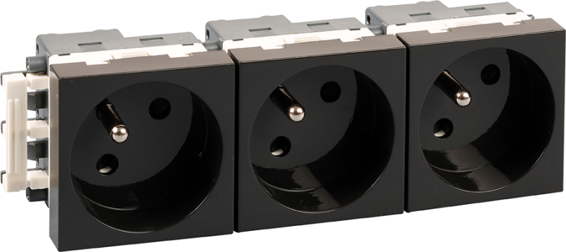 Photo OPTIMA Bloc 3 prises 2P+T noire | Ref : 61407