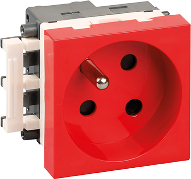 Photo OPTIMA Prise dtrompe 2P+T rouge (livre sans dtrompeur) | Ref : 61411