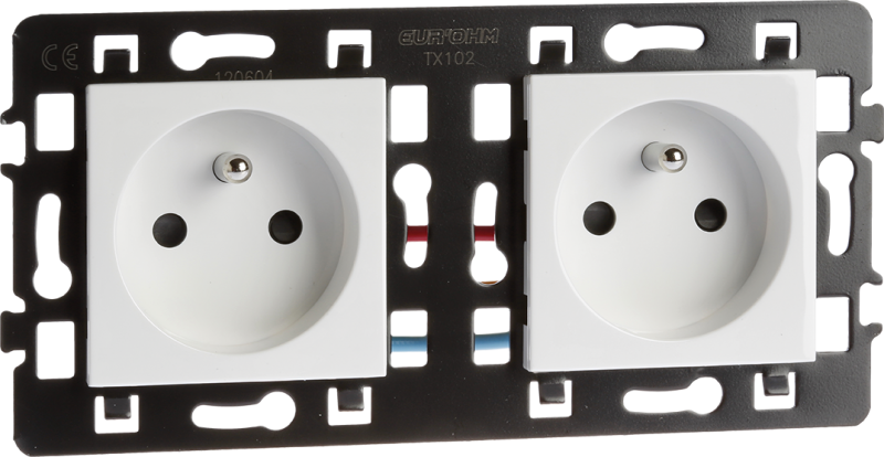 Photo ESPRIT Prise double 2P+T prcable blanc | Ref : 61863