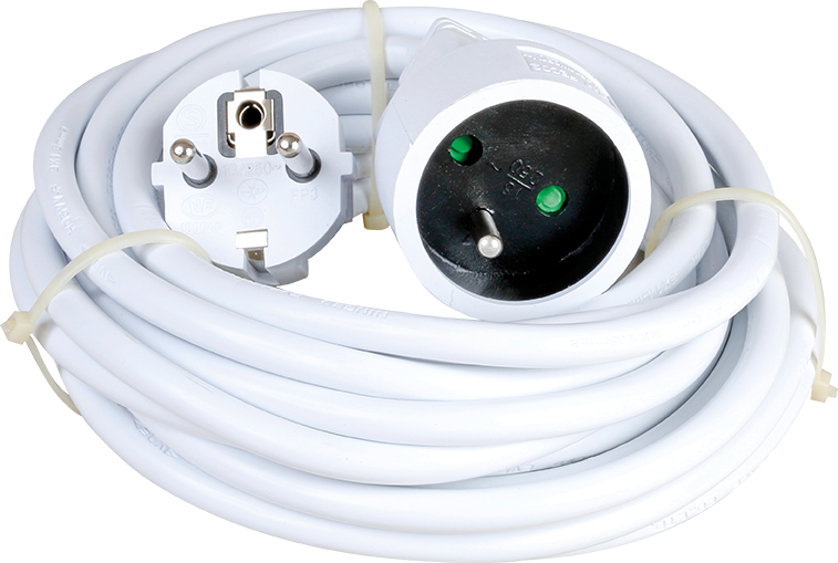 Photo Rallonge 10/16A cable3x1.5mm 5m blc | Ref : 63012