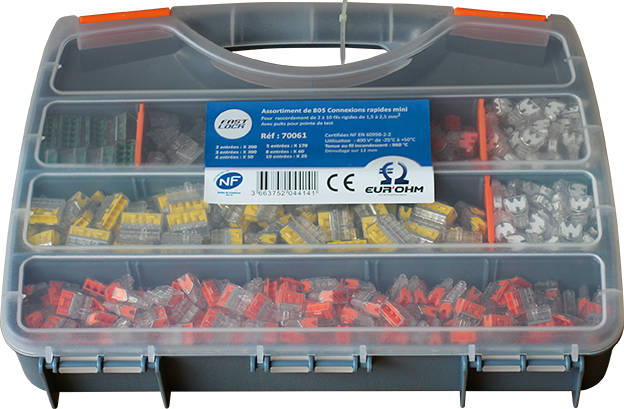 Photo Mallette de 805 connexions rapides panaches pour fil rigide | Ref : 70061