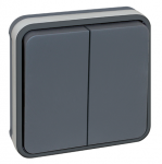 EUROHM Oxxo double va et vient gris encastre ip55 60882