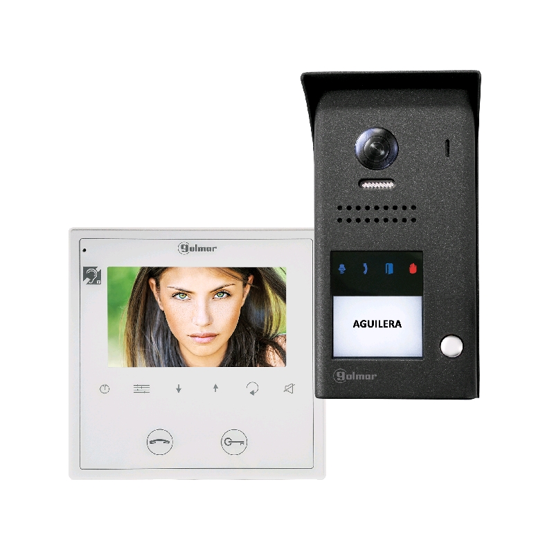 Photo Kit vid�o couleur JAZZ 2 appels comprenant : - 1 platine de rue vid�o en ZAMAC 2 appels (avec leds de signalisation) - 1 alimentation  - 1 r�partiteurs 2 sorties - 2 moniteurs vid�o couleur 4.3'' mains-libres G VESTA -2 (pr�-programm�s) | Ref : GKITJAZZ/V2B2