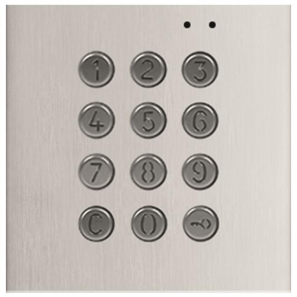 Photo Module NEXA aluminium avec clavier codé touches métalliques rétro-éclairées : - 2 relais NO/NF paramètrables impulsionnel ou bi-stable, - - 999 codes - 2 sorties relais libres de tension | Ref : GN3301/AL