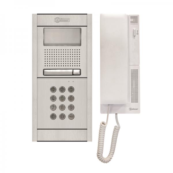 Photo Kit Audio 1 appel  + clavier cod (4+N) NEXA  Alu comprenant - 1 Platine  encastrer 1 BP aluminium - 1 Groupe audio 4+N G EL 655 - 1 Clavier  codes G N3301/AL - 1 Transformateur G TF 104 - 1 Combin audio G T 500 | Ref : GN4113AL
