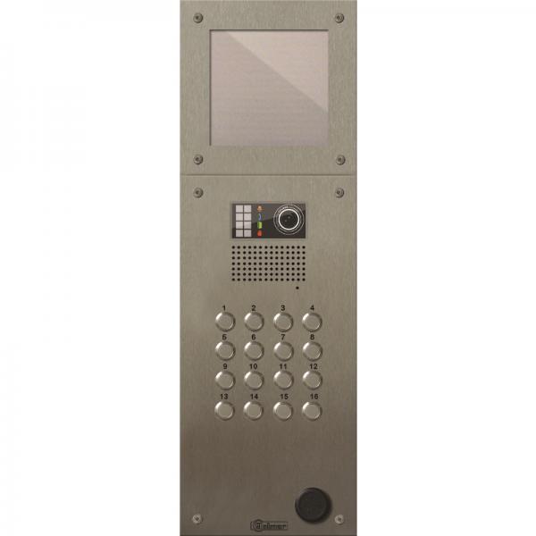 Photo Platine inox PERFO-IV audio/vidéo 16 boutons. Tableau de noms indépendant (GB2) | Ref : GTX6216