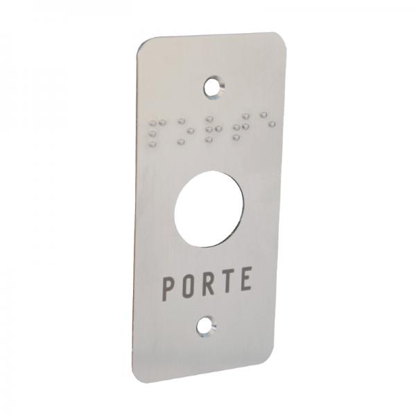 Photo Façade en inox pour bouton-poussoir T T03/I gravée porte en lettres et en BRAILLE | Ref : TFAC03/B