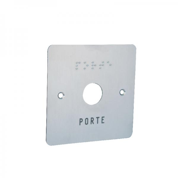 Photo Façade en inox pour bouton-poussoir T T07I gravée porte en lettres et en BRAILLE | Ref : TFAC07/B
