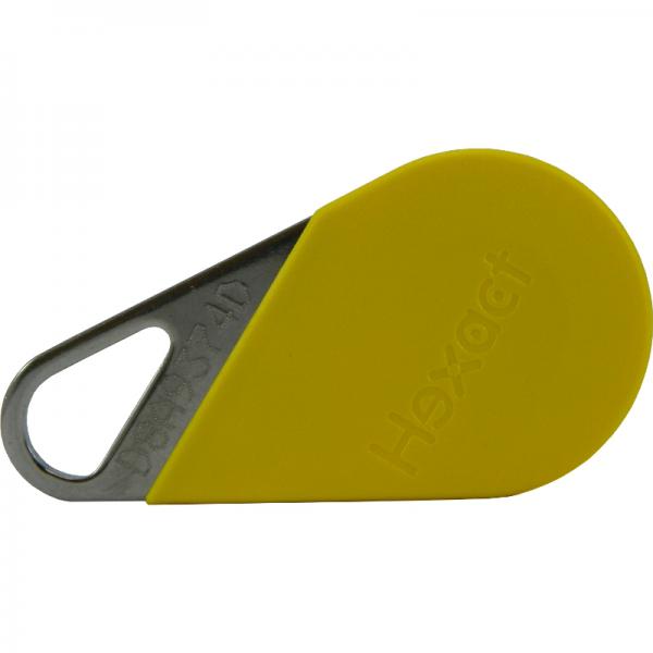 Photo Badge de proximit jaune MIFAIRE 13.56 MHz (HEXACT) | Ref : THEXACLE/J