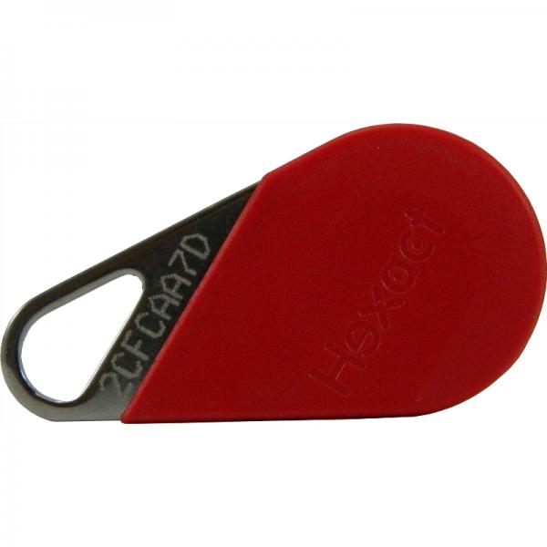 Photo Badge de proximit rouge MIFAIRE 13.56 MHz (HEXACT) | Ref : THEXACLE/R