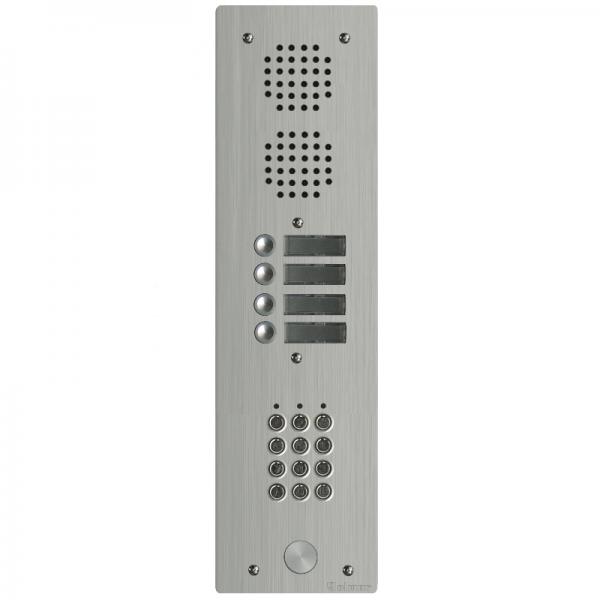 Photo Platine aluminium HAUT-RISQUE audio 4 appels 1 range avec clavier | Ref : UHRCL1004    