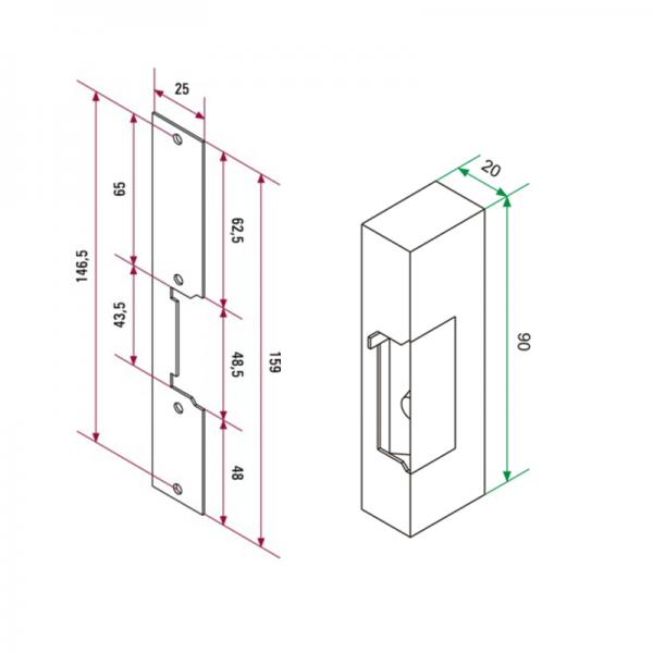 Vignette 2 produit Gche emission 12Vcc (0,3A) - A mmoire - Ttire alu courte - | Ref : TCV24DC