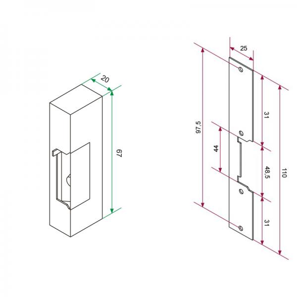 Vignette 2 produit Gche rupture 12 Vcc  - Empnage reglable  - Ttire alu courte | Ref : TCV34DC/EP
