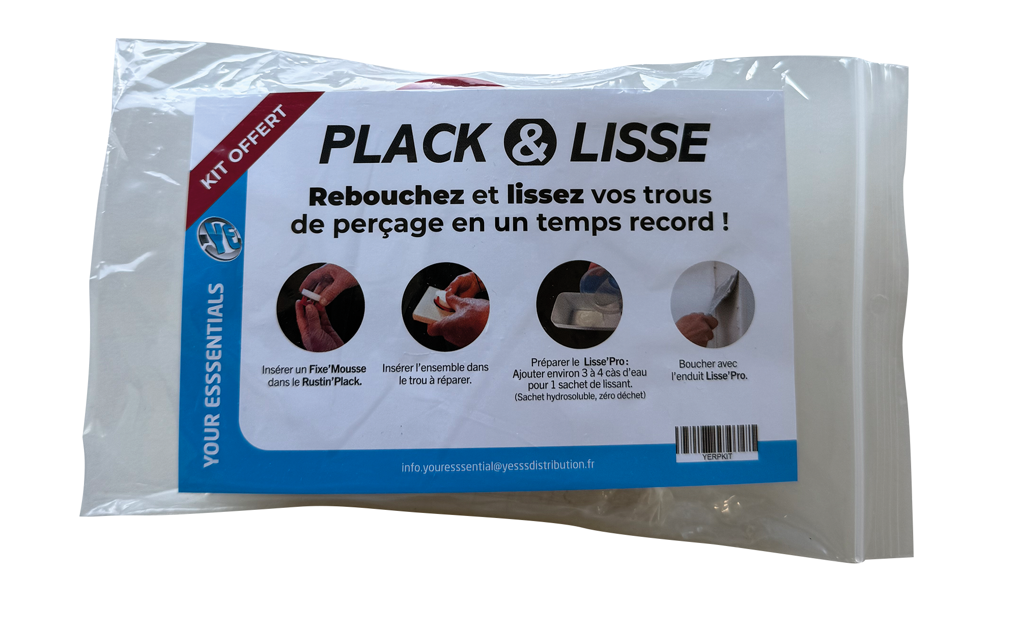 Photo SACHET 1 RUSTINE PLACO +1 FIXE MOUSSE+1  | Ref : YERPKIT