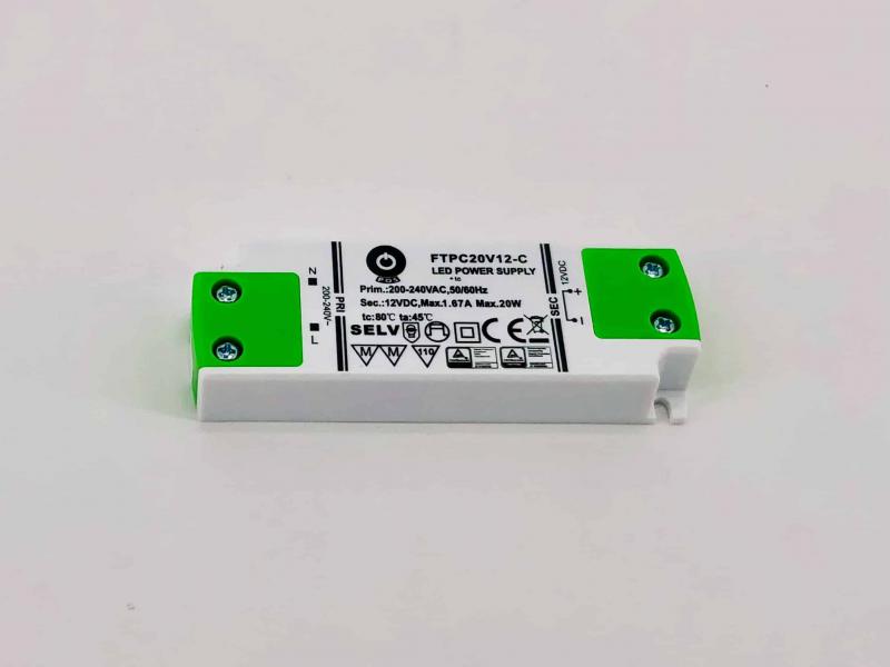 Photo ALIMENTATION 230Vac/12Vdc 20W IP20 NON DIMMABLE SLIM Norme EN61347-2-13 | Ref : LAL20SLIM-IP20-12