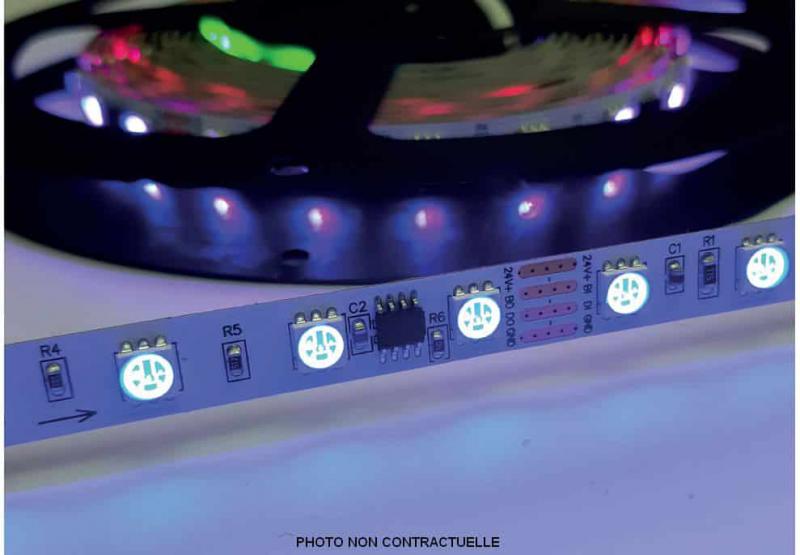 Photo RUBAN LED ADRESSABLE 24Vdc 14.4W/M RGB IP65 5M 60LEDS/M | Ref : LR7500-IP65-24SPRGB