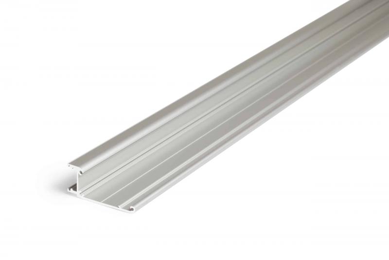 Photo PROFILE ALU CORNICHE  L.2M P.46.10MM SANS REBORD l.12MM ANODISE + CAPOT CLIPANT | Ref : PR2006C-GRIS
