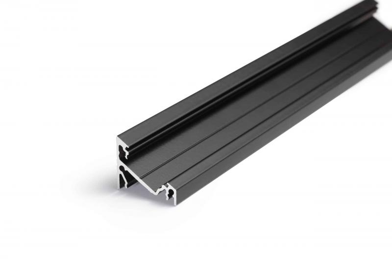 Photo PROFILE ALU 1CMT NOIR ANGLE 45° CAPOT CLIPANT DEPOLI | Ref : PR2009F-NOIR-SP