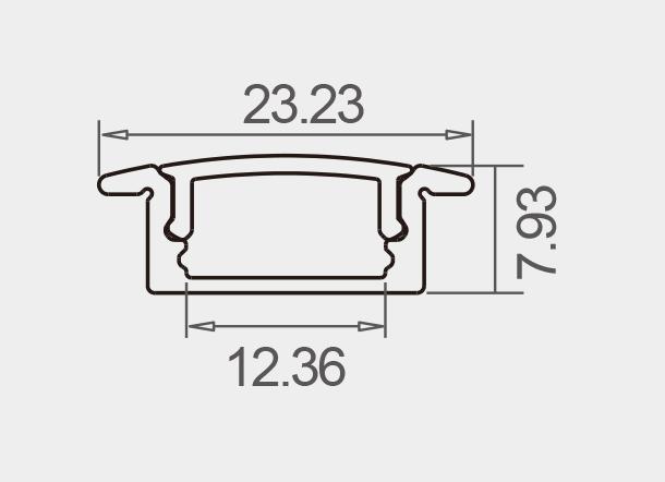 Vignette 2 produit PR1006 PROFIL ALUMINIUM ENCASTRE GRIS 2M | Ref : PR1006