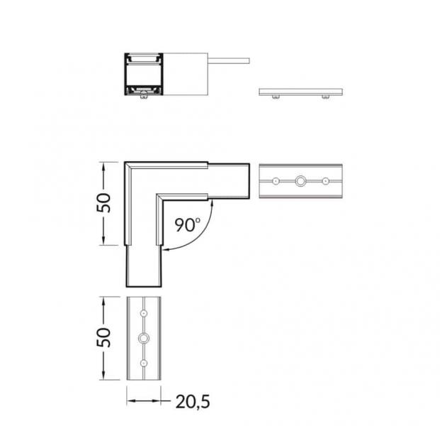 Vignette 2 produit ANGLE POUR PR2003 90 ECLAIRAGE HAUT | Ref : PR2003-5-90H-BLANC