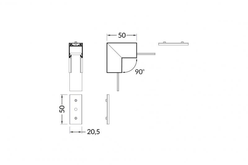 Vignette 2 produit ANGLE POUR PR2003 90° ECLAIRAGE INTERIEUR | Ref : PR2003-5-90I-BLANC