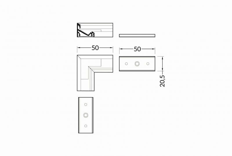 Vignette 2 produit PR2009 ANGLE90 BLANC | Ref : PR2009-5-90-BLANC
