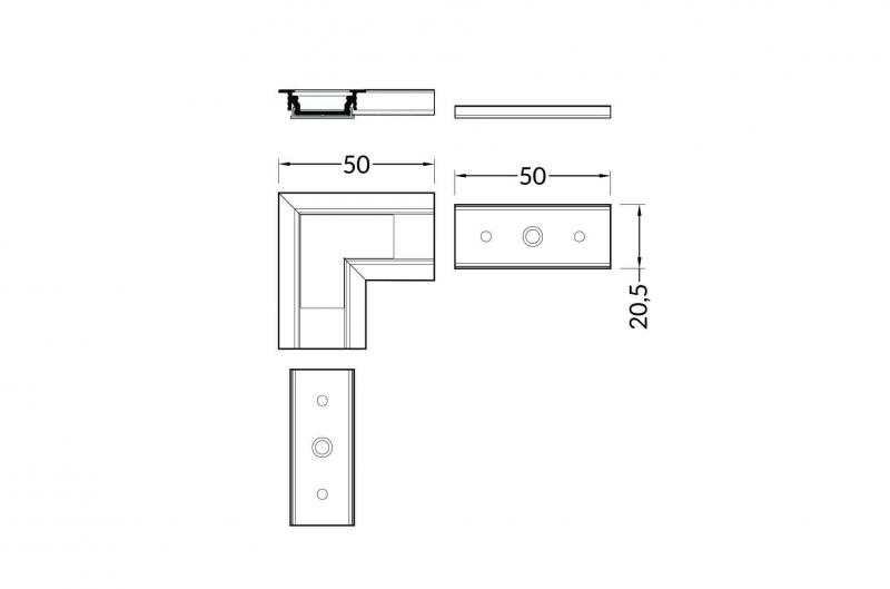 Vignette 2 produit PR2017 ANGLE90H BLANC | Ref : PR2017-5-90H-BLANC
