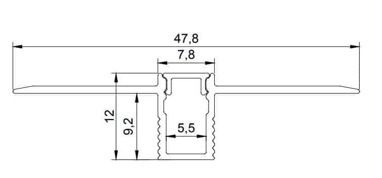 Vignette 2 produit PROFILE ALU ARCHITECTURAL L.2M P.12MM l.5.5MM SANS REBORD AVEC DIFFUSEUR ANODISE | Ref : PR4004GRIS