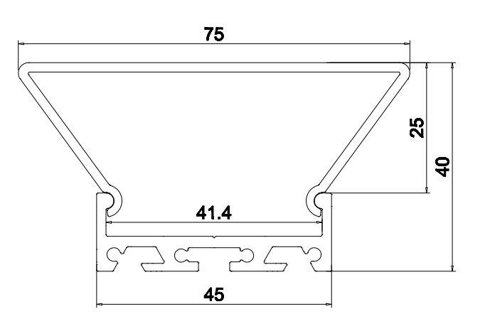 Vignette 2 produit PROFILE ALU LUMINAIRE L.2M P.40MM l.45MM SANS REBORD AVEC DIFFUSEUR ANODISE | Ref : PR4011GRIS