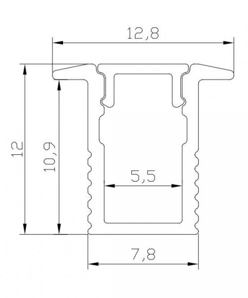 Vignette 2 produit PROFILE ALU BASIQUE L.2M P.10.9MM l.5.5MM AVEC REBORD AVEC DIFFUSEUR ANODI | Ref : PR4017GRIS