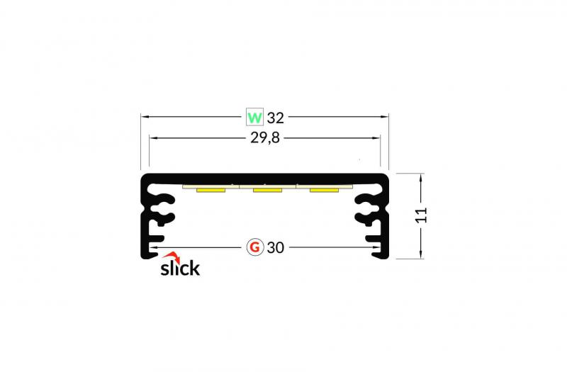 Vignette 3 produit Ref : PR2008G-BLANC | PROFILE ALU 2M BLANC H.11 L.32 CAPOT GLISSANT DEPOLI (Wide 24)