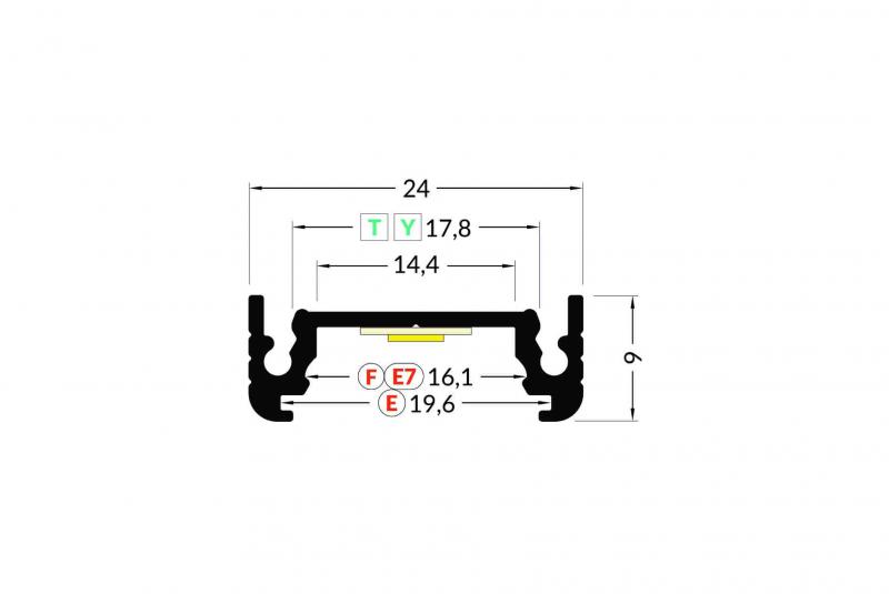 Vignette 3 produit Ref : PR2013F-BLANC-SP | PROFILE ALU AVEC CAPOT 1CMT BLANC LARGEUR 14.4MM