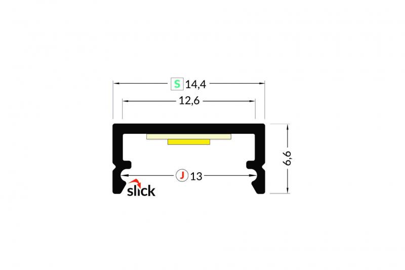 Vignette 3 produit Ref : PR2014C-GRIS | PROFILE ALU AVEC CAPOT 2M ANODISE LARGEUR 14.4MM SANS REBORD