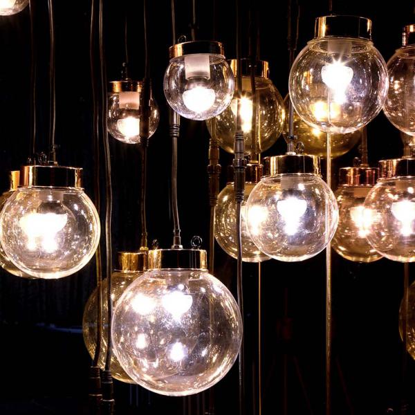 Suspension bulle lumière Ø20cm ampoule LED E27 blc chaud 230V