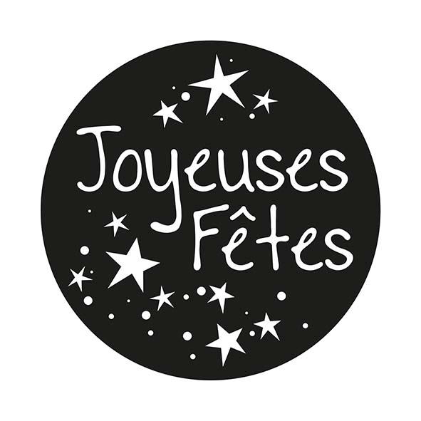 Photo Gobo motif joyeuses ftes 1 couleur blanc 54mm | Ref : GOBO-JF-1C-54