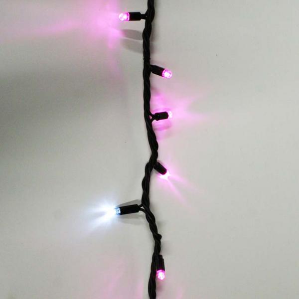 Vignette 2 produit Guirlande LED ptillante - 20m - 200 LED rose ptillant blanc - cble noir - 230V - raccordable | Ref : 54380-2-B7