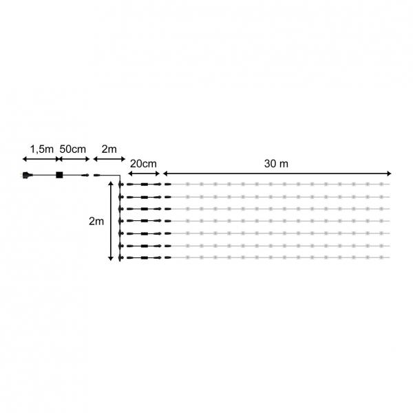 Vignette 3 produit Ref : 52230-7-T0    | Plafond LED - L2m x H30m (7 lignes de 30m) - 693 LED blanc - cble transparent - 12V