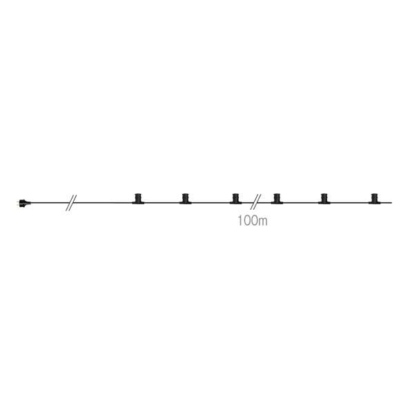 Vignette 3 produit Ref : 69100         | Guirlande B22 100m 100 Douille sans Lampes Cble Noir 230V