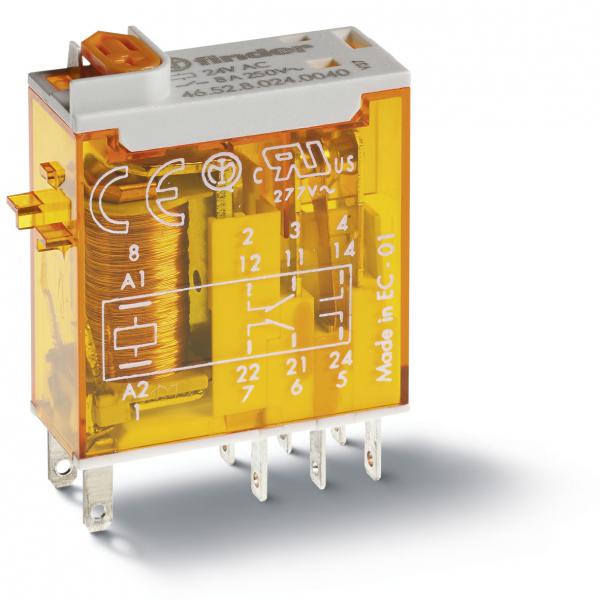 Photo RELAIS 2RT 8A 24DC BT+IM+2LED | Ref : 465290240074 