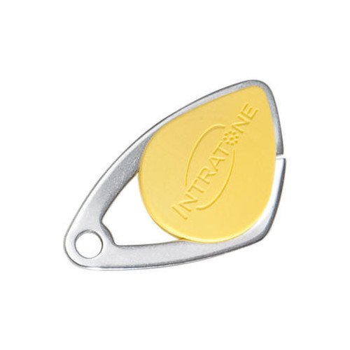 Photo Badge électronique Mifare - insert inox gravé - jaune | Ref : 08-0105