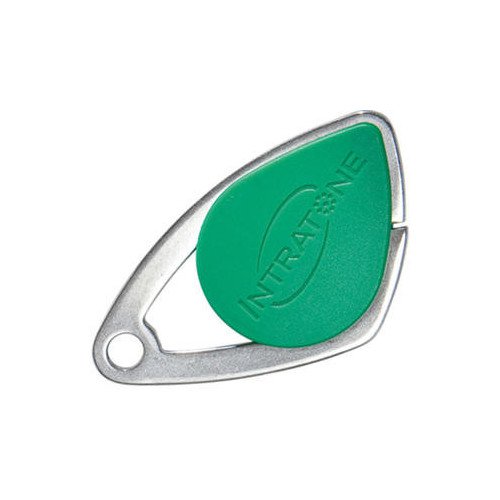 Photo Badge électronique Mifare - insert inox gravé - vert | Ref : 08-0106