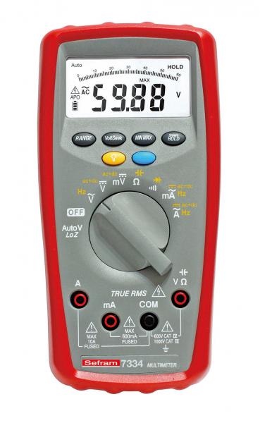 Photo Multimtre numrique 6000 pts et bargraph- TRMS AC+DC. Livr avec cordons | Ref : SEFRAM7334