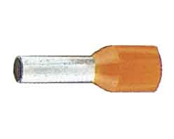 Photo Embout de câblage pré-isolé de section 4mm² de longueur 10mm. Isolant en polypropylène sans halogène de couleur orange. Température d'utilisation 105°C maxi en continu. Conforme à la norme DIN 46228-4 et à la norme NFC 63-023 | Ref : 174/10