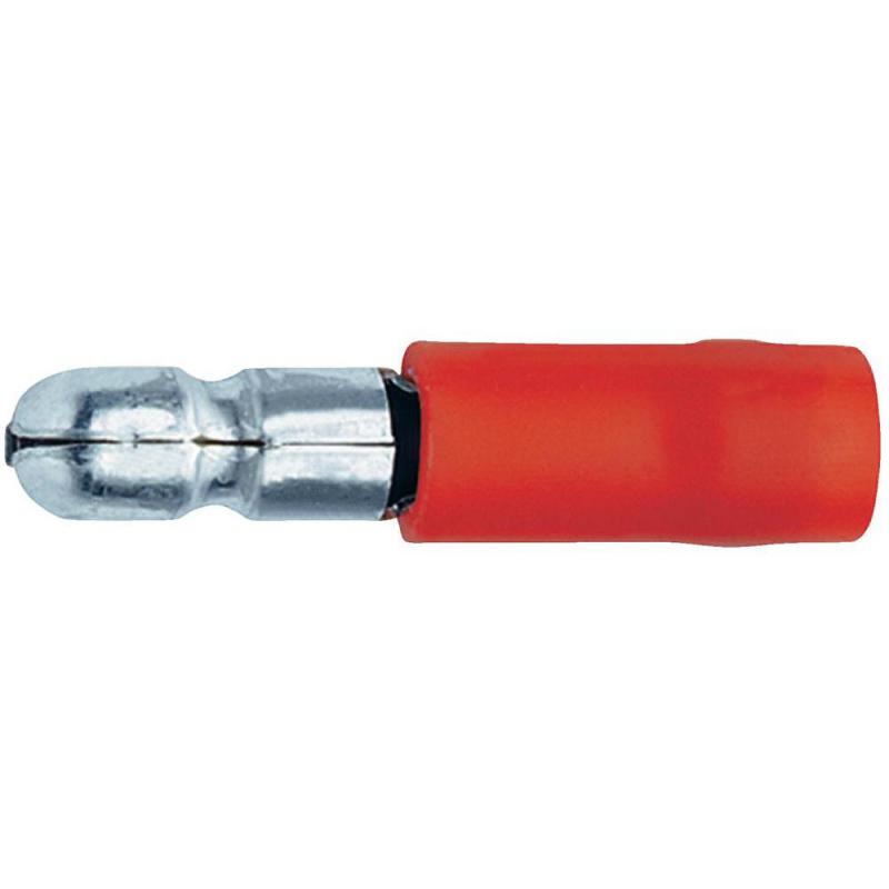 Photo Fiches rondes males rouges pour conducteur de sections 0.5 à 1.5mm². Conditionnées en boite pour présentoir | Ref : B1020E