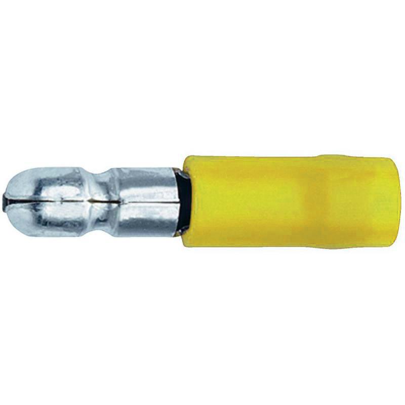 Photo Fiches rondes males jaunes pour conducteur de sections 2.5 à 6.0mm². Conditionnées en boite pour présentoir | Ref : B1050E